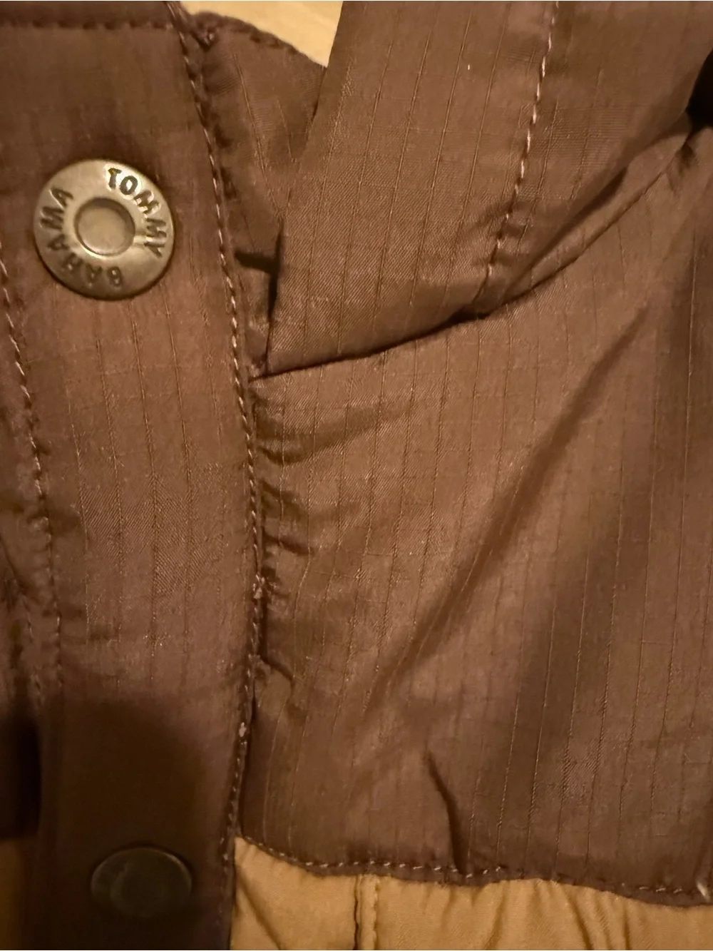 Tommy Bahama Boys Hooded Puffer Vest Brown Tan Size 5/6 Preppy Fall Winter